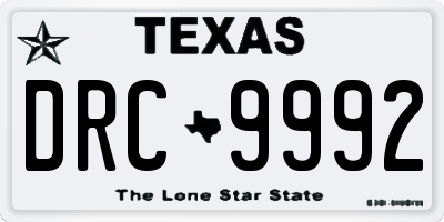 TX license plate DRC9992