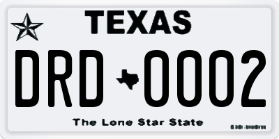 TX license plate DRD0002