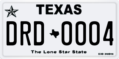 TX license plate DRD0004