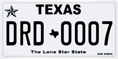 TX license plate DRD0007