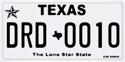 TX license plate DRD0010