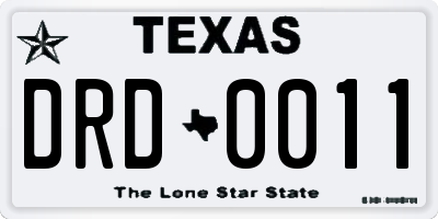 TX license plate DRD0011