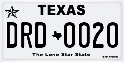 TX license plate DRD0020