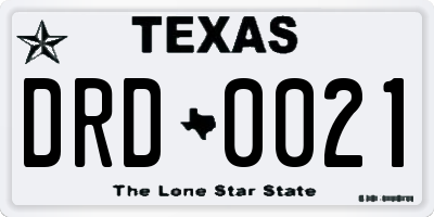 TX license plate DRD0021