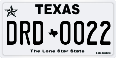 TX license plate DRD0022