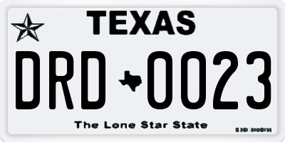 TX license plate DRD0023