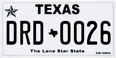 TX license plate DRD0026