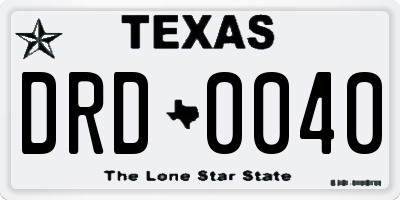 TX license plate DRD0040