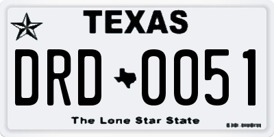 TX license plate DRD0051