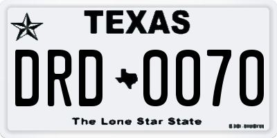 TX license plate DRD0070