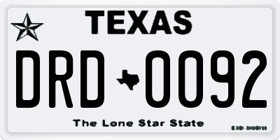 TX license plate DRD0092