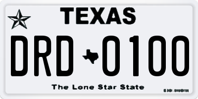 TX license plate DRD0100