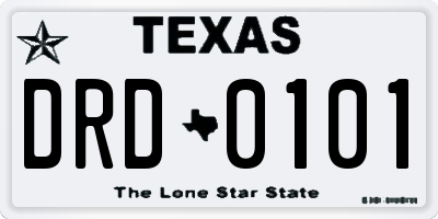 TX license plate DRD0101