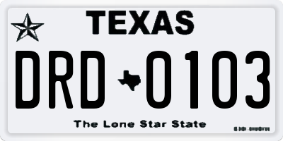 TX license plate DRD0103