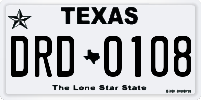 TX license plate DRD0108