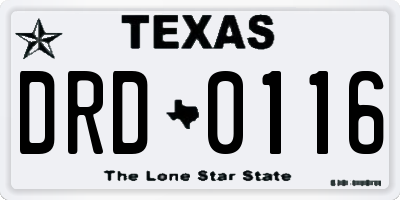 TX license plate DRD0116