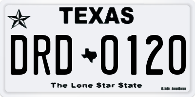 TX license plate DRD0120