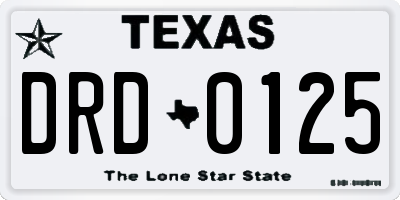 TX license plate DRD0125