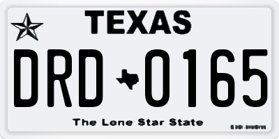 TX license plate DRD0165