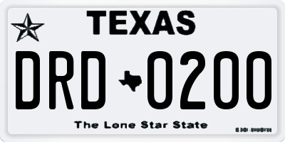 TX license plate DRD0200