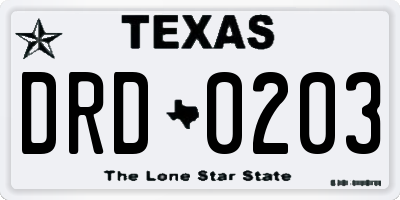 TX license plate DRD0203