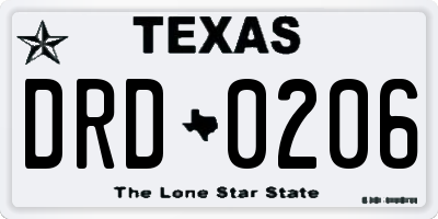 TX license plate DRD0206