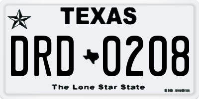 TX license plate DRD0208