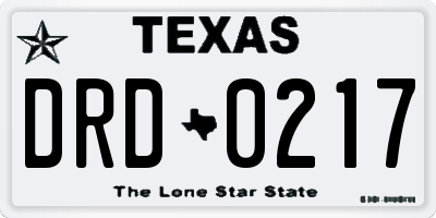 TX license plate DRD0217