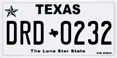 TX license plate DRD0232