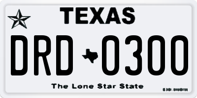 TX license plate DRD0300