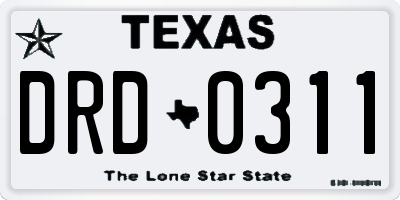 TX license plate DRD0311