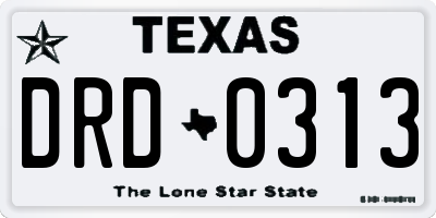 TX license plate DRD0313