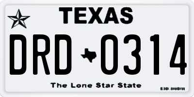 TX license plate DRD0314