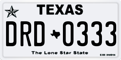 TX license plate DRD0333