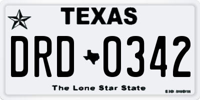 TX license plate DRD0342