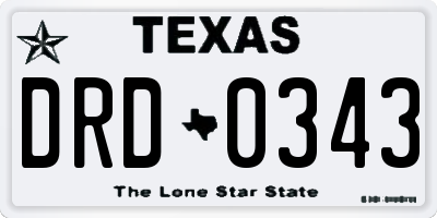 TX license plate DRD0343