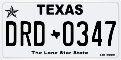 TX license plate DRD0347