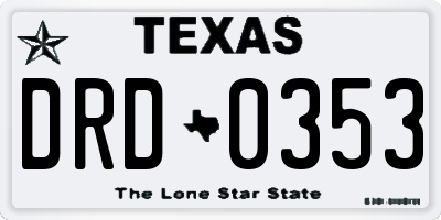 TX license plate DRD0353