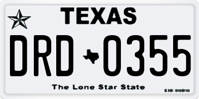 TX license plate DRD0355