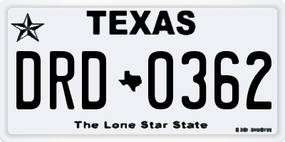 TX license plate DRD0362