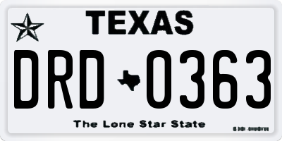 TX license plate DRD0363