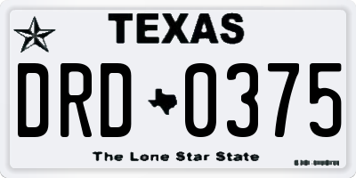 TX license plate DRD0375