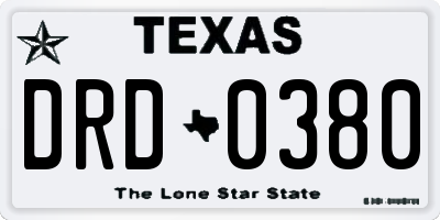 TX license plate DRD0380