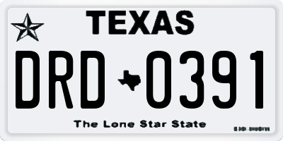 TX license plate DRD0391