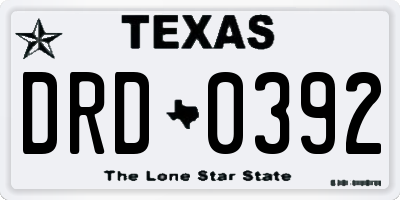 TX license plate DRD0392