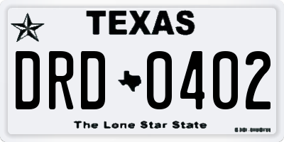 TX license plate DRD0402