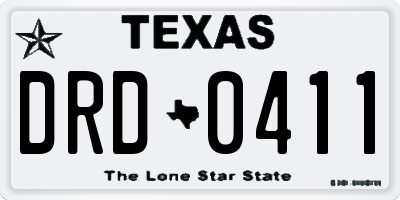 TX license plate DRD0411