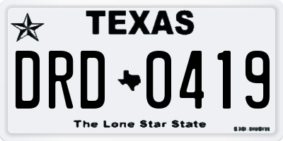 TX license plate DRD0419