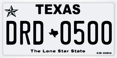 TX license plate DRD0500