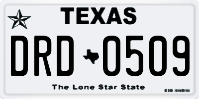 TX license plate DRD0509